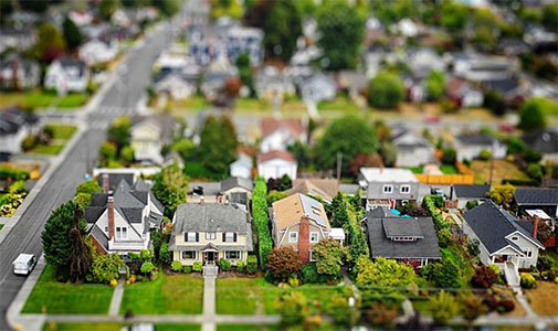 a picture of a residential neighborhood from above 