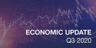 an image of graph lines with the text "Economic Update Q3 2020"