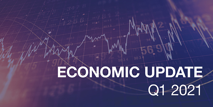 an image of graph lines with the text "Economic Update Q1 2021"